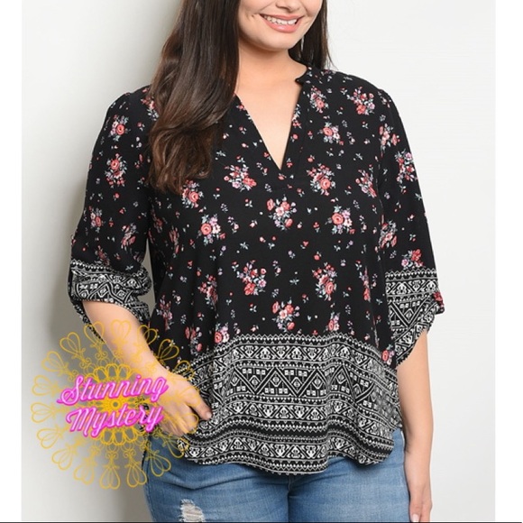 B2G1💕 Floral V Neck Plus Size Top - Picture 7 of 7
